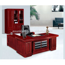 Wooden office furniture manager office desk with leather front panel